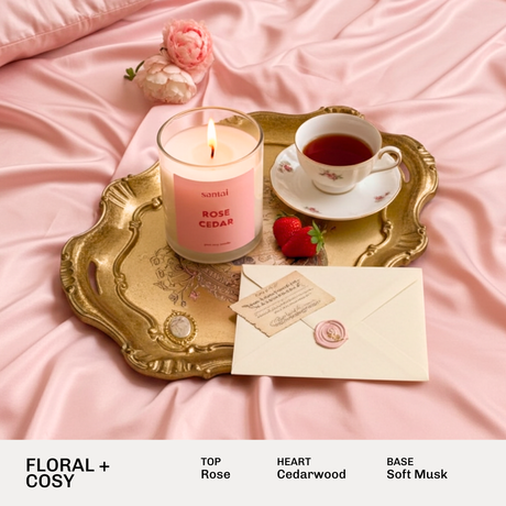 Rose Cedar Scented Soy Candle - 30hr